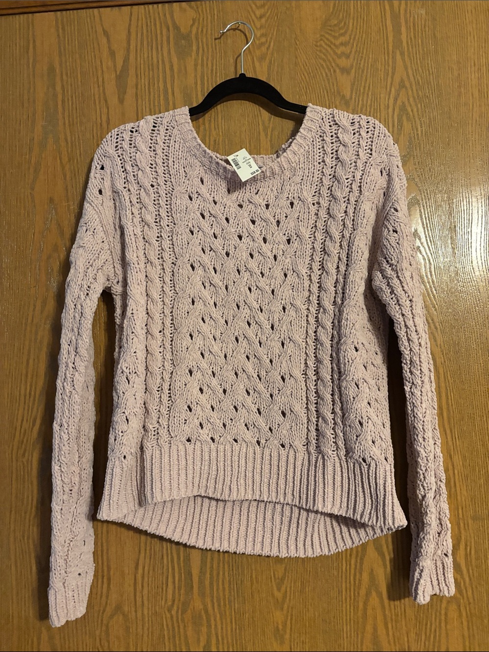 Aero Hygge Women’s Cable Knit Crewneck Sweater - Light Pink Size M NWT - Picture 1 of 6